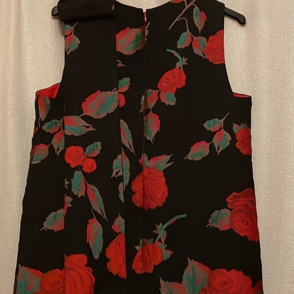 Tahari ASL Black Dress with Red Floral Design - Picture 5 of 8